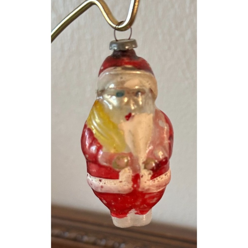 Antique Vtg 1900s Santa Claus Figure Father Christmas Blown Glass 2.75" Ornament